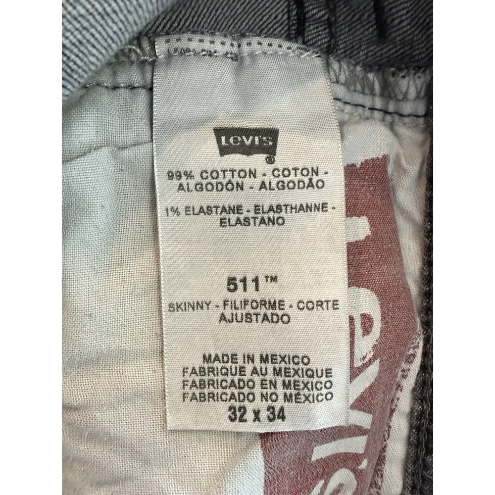 Levi's 511 Skinny Fit‎ Jeans 32x 34 (Actual 33
